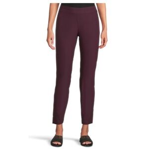 EILEEN FISHER Washable Stretch Crepe Slim Ankle Pants Blackberry Size 1X